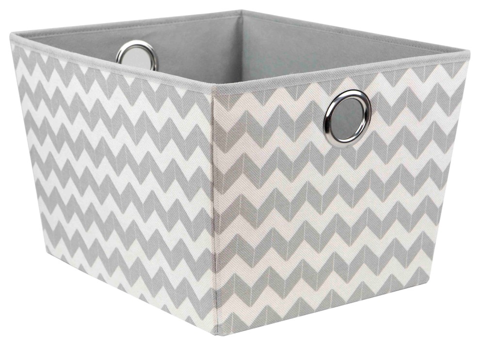 Home Basics Storage Bin Lrg Chevron Gray Contemporary Storage Bins
