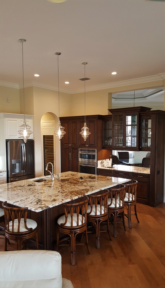 Example of a transitional kitchen design in Miami