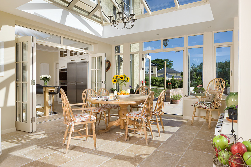 Large traditional sunroom in Other.