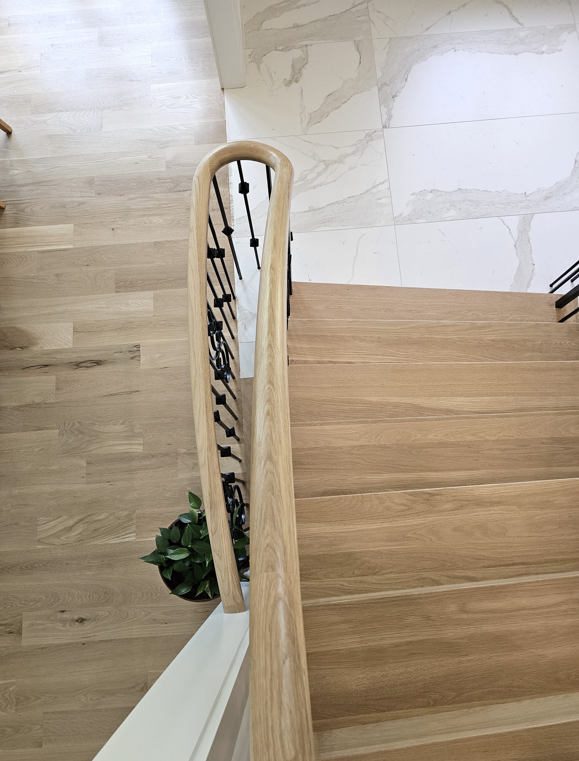 120_Luxurious White Oak Stair with Iron Balusters, Great Falls, 22066