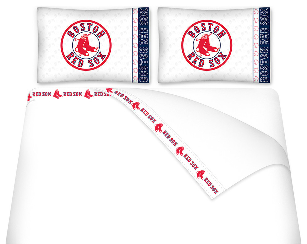 MLB Boston Red Sox Baseball Queen Bed Sheet Set