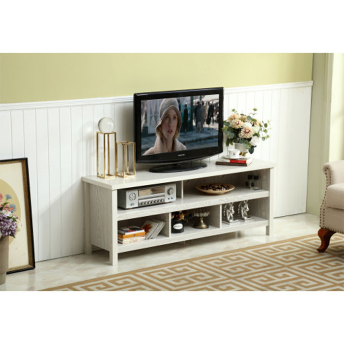 58 inch TV stand modern wood TV console with white finish