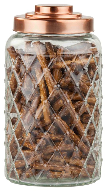 Home Basics Glass Jar With Copper Top, Large