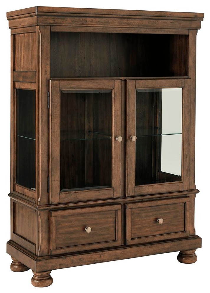 Flynnter Curio Medium Brown Traditional China Cabinets And