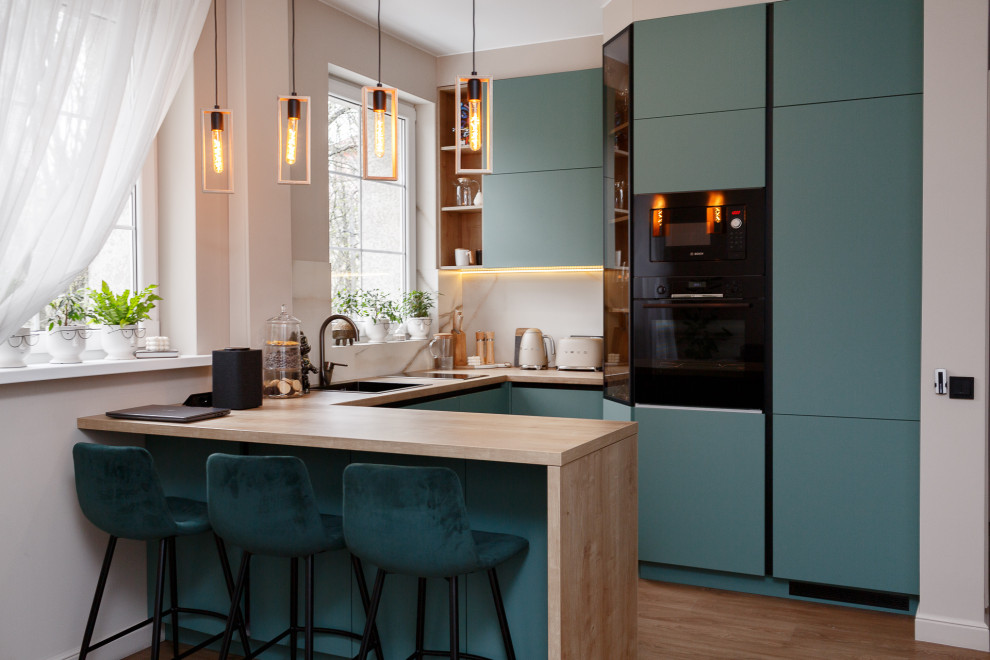 Кухня современная цвета Благородный нефрит