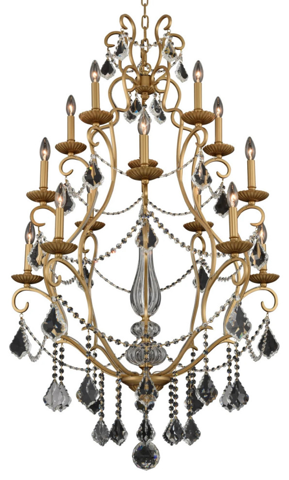Kalco 027472-FR001 Elise 15 Light 34"W Taper Candle Style - Gold Patina