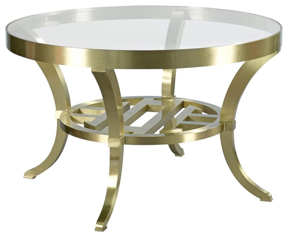 Center Table Woodbridge Tobi Fairley Round Glass Top Brass Pierced