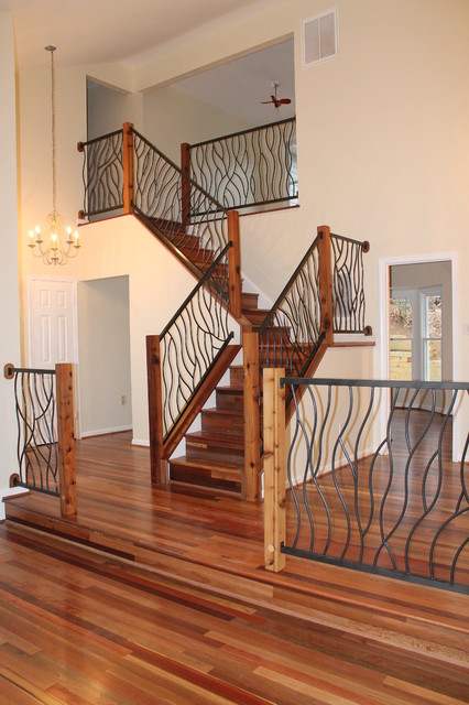 Eclectic Staircase Calgary Wrought Iron Railing Artisan Bent Design eclectic-staircase