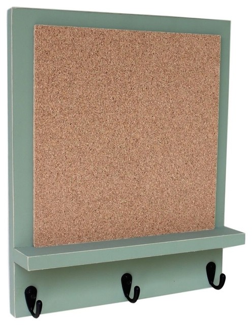 Corkboard With Shelf And Key Hooks Transitional Bulletin Corkboard With Shelf And Key Hooks