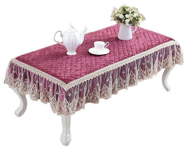 European Style Velvet Table Cover Coffee Dustproof Lace Tablecloth
