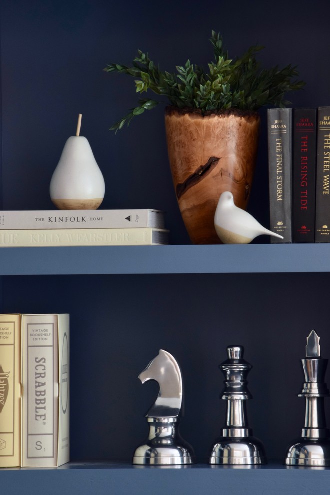 Inspiration for a transitional built-in desk carpeted and beige floor home design remodel in Seattle with beige walls