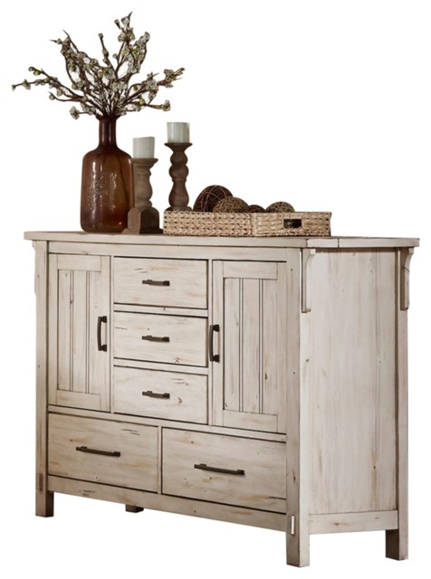 Tanhill Rustic Craftsman Dresser Reclaimed White Farmhouse