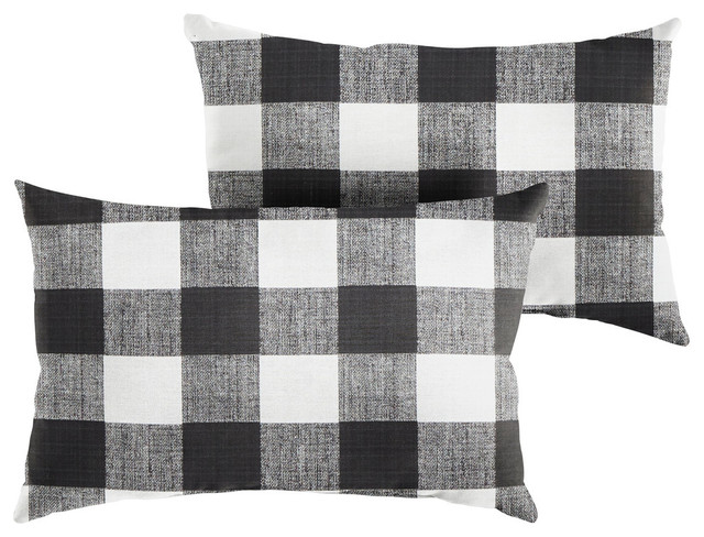 black and white plaid outdoor pillows