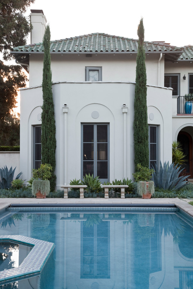This is an example of a mediterranean rectangular pool in Los Angeles.