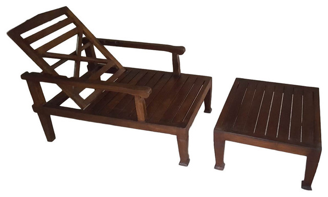 Teak Wood Reclining Luxury Lounge Chair With Ottoman Traditional Teak Wood Reclining Luxury Lounge Chair