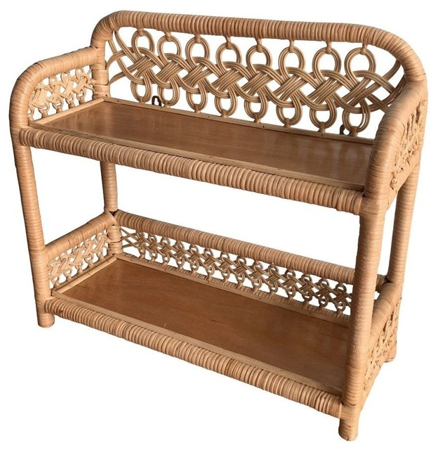 Honey Wicker Wall Shelf 2 Tier Tropical Display And Honey Wicker Wall Shelf 2 Tier