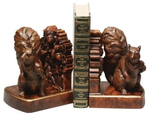 Bookends Bookend TRADITIONAL Lodge Squirrel Large Resin Hand-Cast