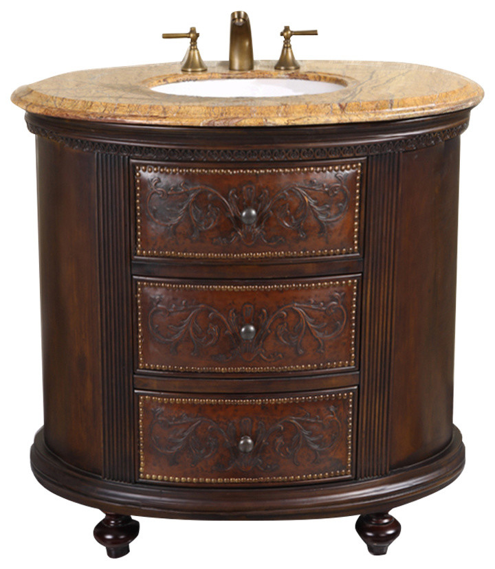 36" Solid Wood Sink Vanity Traditional Bathroom Vanities And Sink