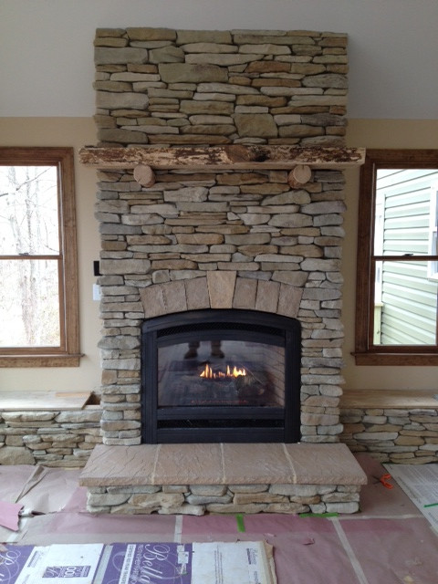 Family Room Stone Fireplace