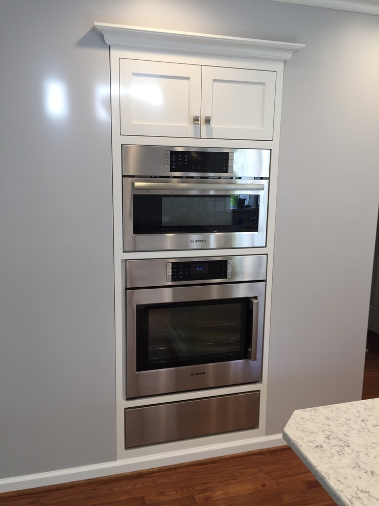 White Kitchen with Full-height backsplash