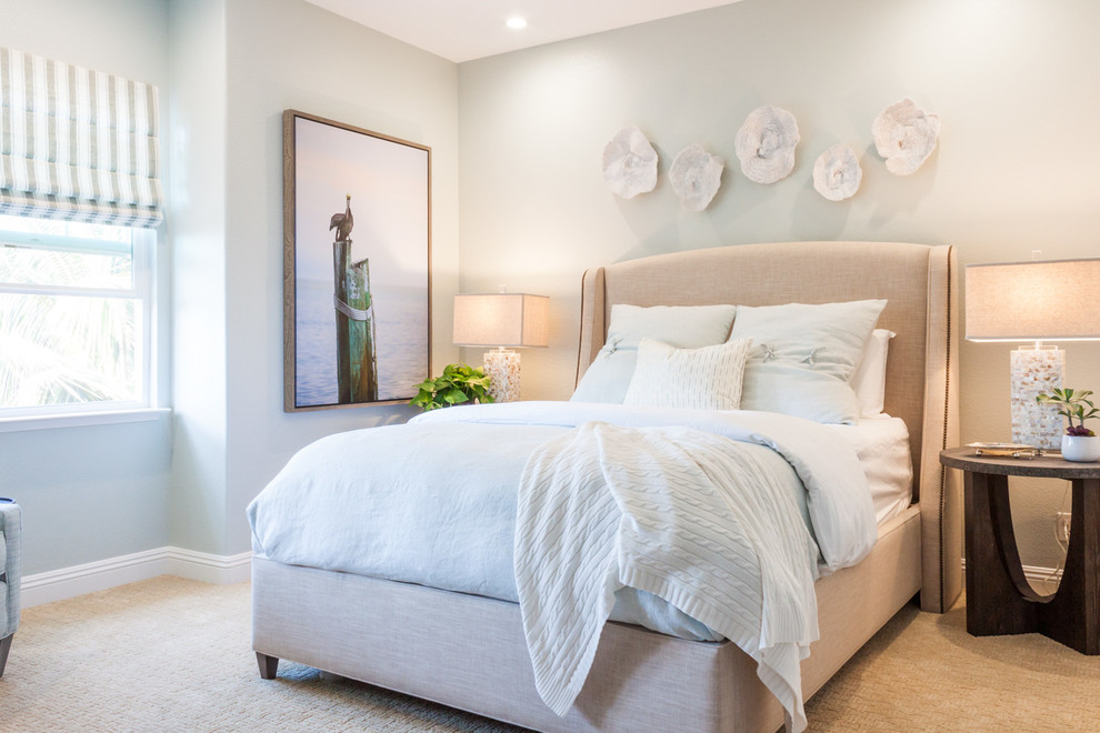 Design ideas for a beach style guest bedroom in San Diego.