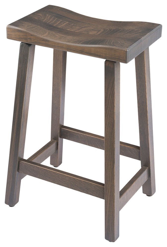 Rustic Urban Stool, Quarter Sawn Oak With Stain Options Transitional Bar Stools And Counter
