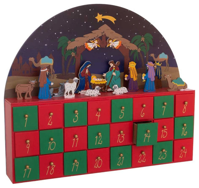 Kurt Adler Wooden Nativity Advent Calendar 16 5 quot Holiday Accents And