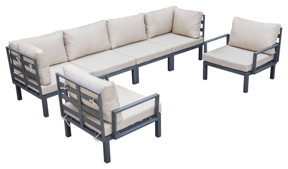 LeisureMod Hamilton 6Piece Aluminum Patio Conversation Set with