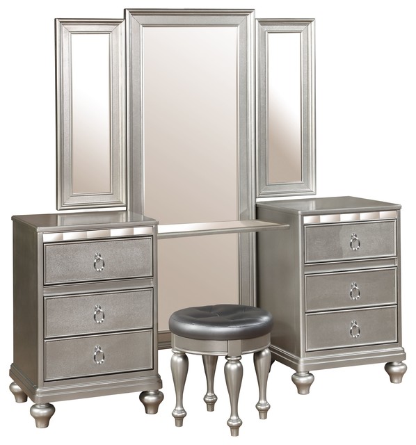 Dutchess Vanity With Tri-Fold Mirror and Stool ...