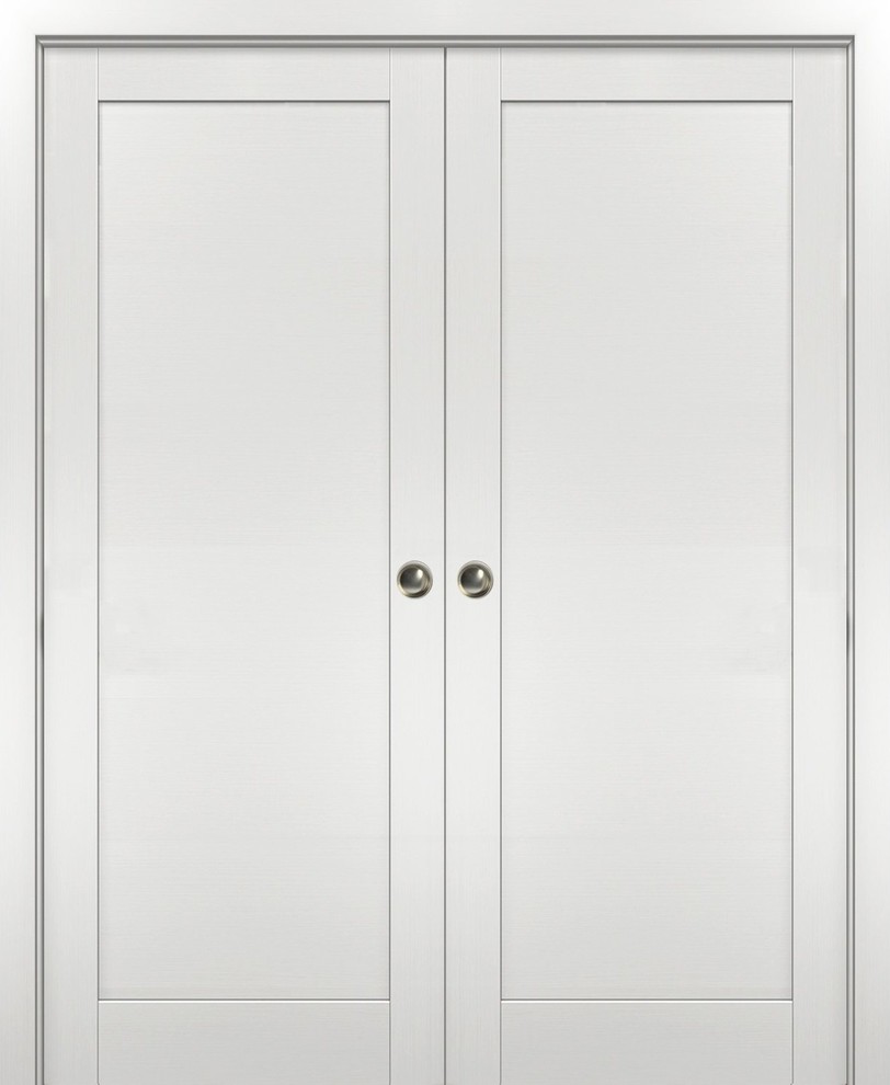 Double Pocket Doors | Quadro 4111 White Ash | Solid Closet Door ...