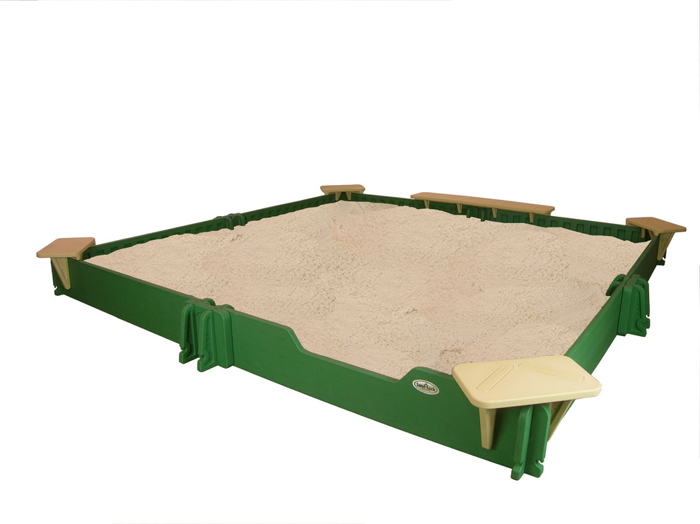 SandLock Sandbox With Seats and Cover Contemporary Sandboxes And