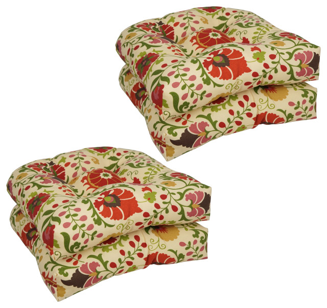 19" UShaped Dining Chair Cushions, Set of 4, Sahalie Henna