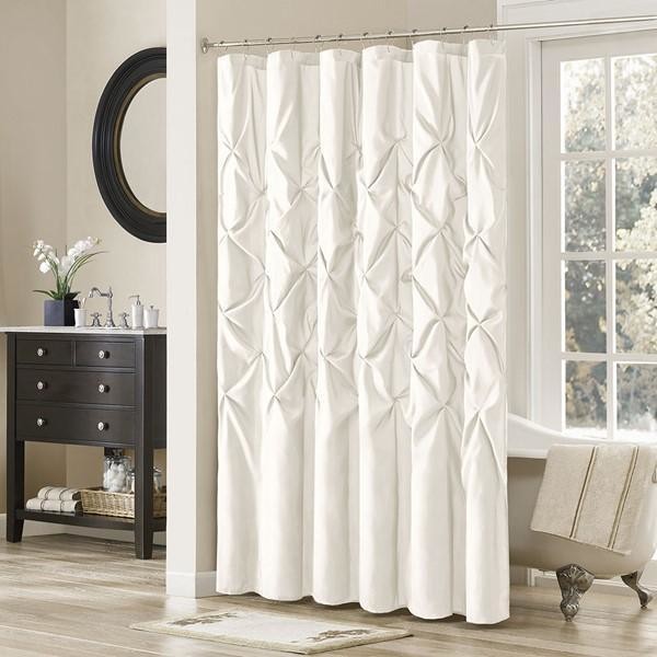 Madison Park Shower Curtain With White Finish MP70896 Contemporary