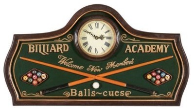 Pub Sign Billiard Academy Clock