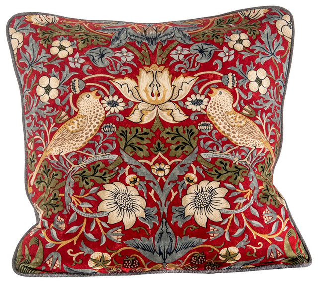 BLUETOP William Morris Compton Pillow Cover 18 x 18 Inch Winter Holiday Farmhouse Cotton Cushion Case Decoration for Sofa Couch