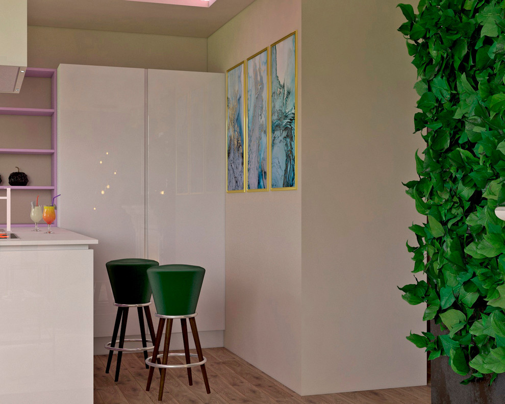 Кухня-гостиная в стиле фьюжн ЖК "Московские водники"