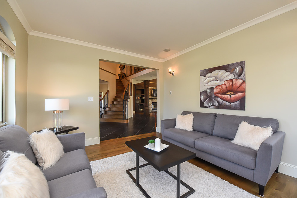This is an example of a transitional family room in Other.