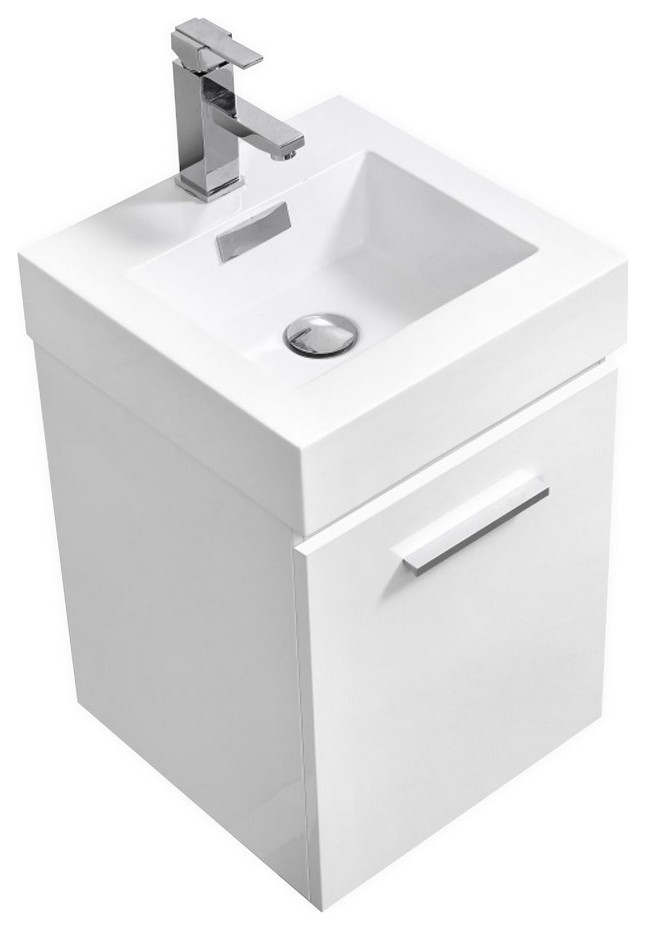 Bliss 16" Wall Mount Bathroom Vanity Modern Bathroom Vanities And