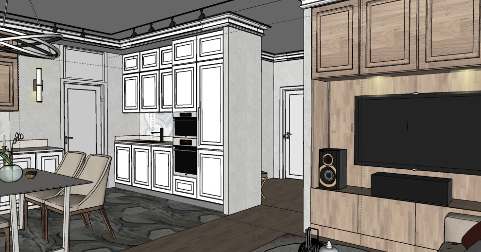 Зависая над городом (эскиз зоны гостиной)