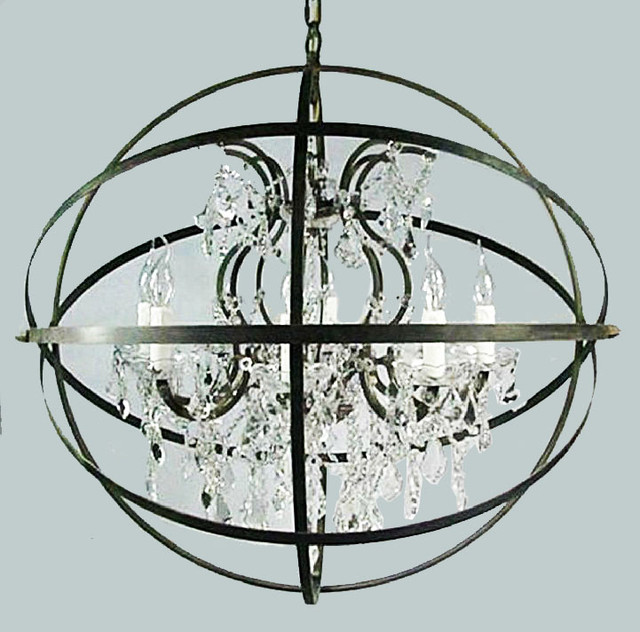 LOFT Country Crystal And Iron Orb Chandelier