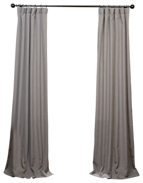 Pewter Gray Heavy Fauxlinen Curtain Single Panel Contemporary