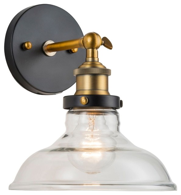 Lucera One Light Wall Sconce With Bulb Antique Brass