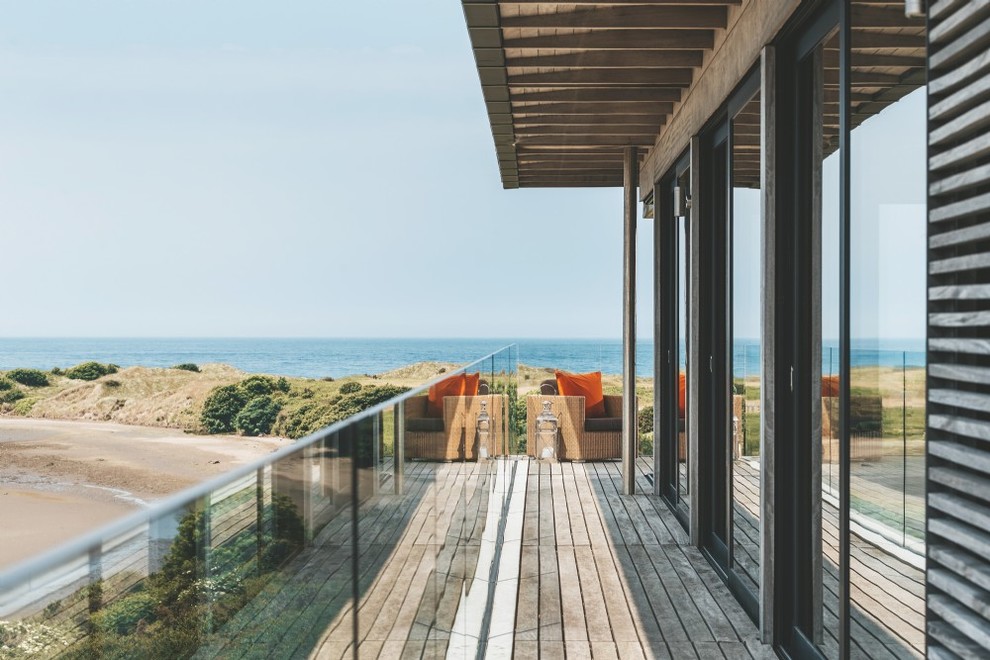 Inspiration for a beach style balcony in Other.