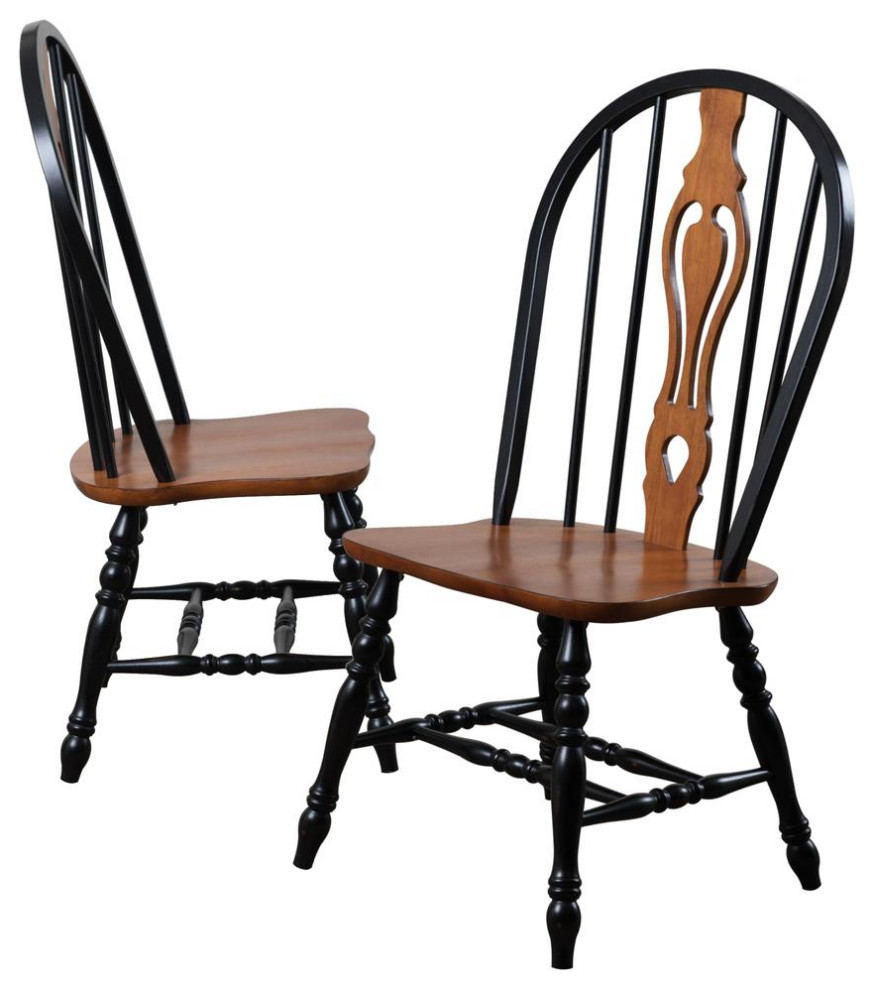 Black Cherry Selections Distressed Antique Black with Cherry Side Chair (Set...