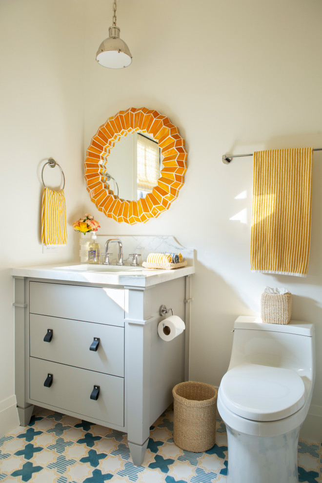 Photo of a beach style powder room in Orange County.