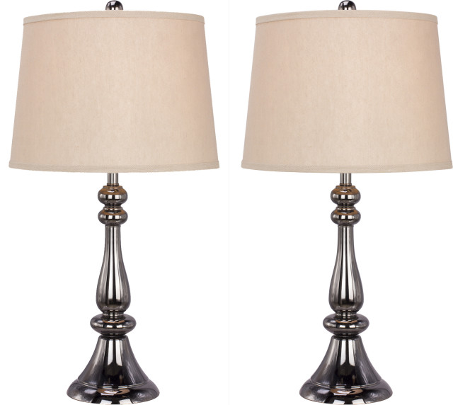 Nickel Metal Table Lamps (Set of 2) Traditional Lamp Sets by