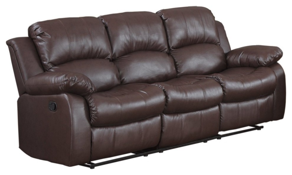 Recliner 3 Seater Sofa Brown Over Stuffed Bonded Leather Chair Brown Over Stuffed Bonded Leather Chair