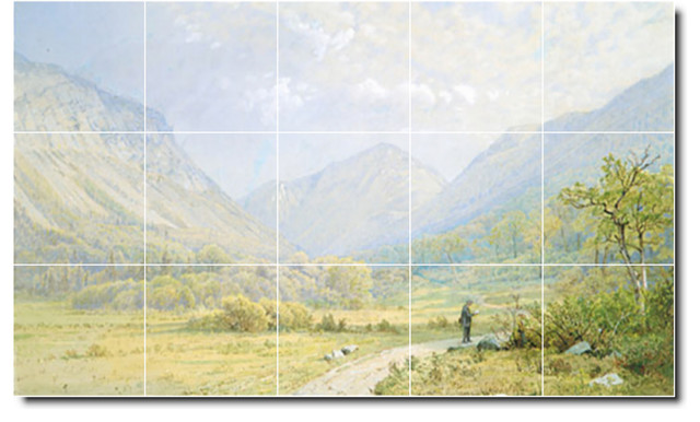 William Richards Landscapes Painting Ceramic Tile Mural #606, 21.25"x12.75"