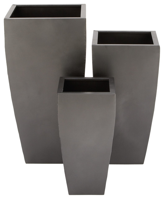 Rectangular Metal Planters Set Of 3 Gray Outdoor Rectangular Metal Planters Set Of 3