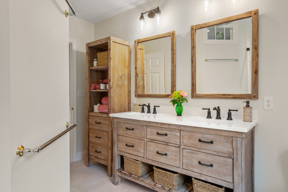 This is an example of a farmhouse bathroom in Boston.